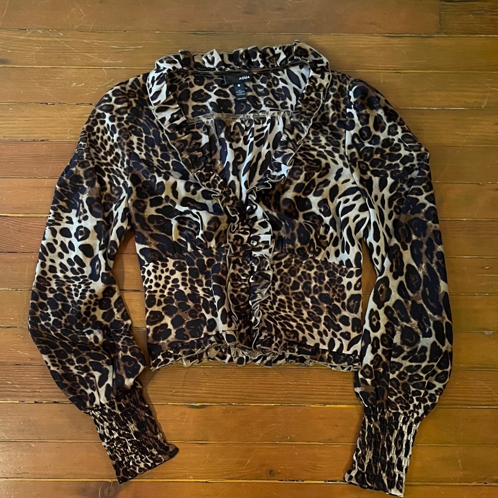 Cute Animal Print Ruffle Blouse